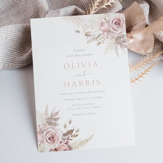 Invitation Divine Dusty Rose Blush & Ivory Trending Mariage