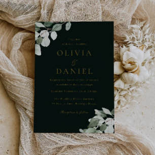 Invitation Divine Feuille verte Élégant Mariage moderne