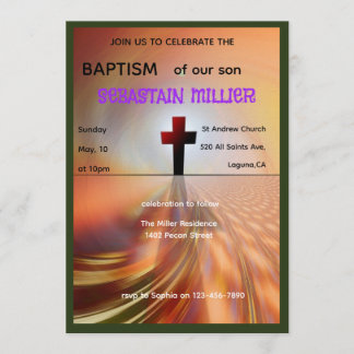 Invitation Divine Horizon Abstract Cross Baptism Invite