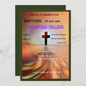 Invitation Divine Horizon Abstract Cross Baptism Invite (Devant / Derrière)