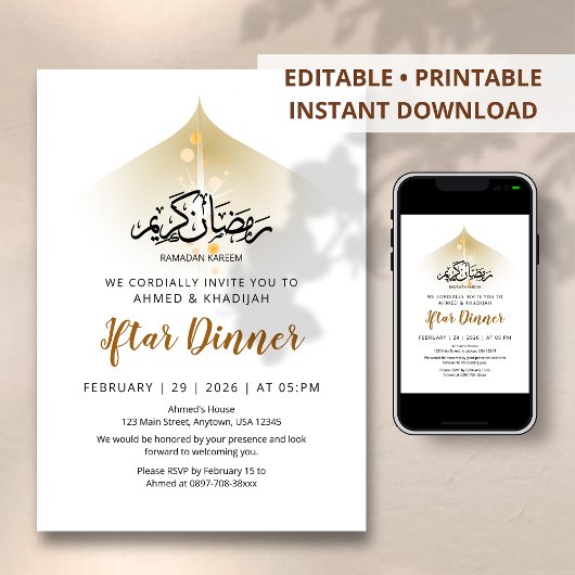 Invitation Divine Light & Celestial Glow Iftar Dinner