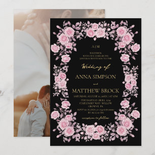 Invitation Divines Roses Roses Modernes Cadre Élégant Mariage