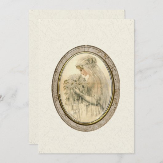 Invitation d'ivoire de Mariage de mariée antique (Devant / Derrière)