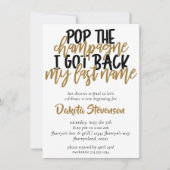 Invitation Divorce | Black and Gold Pop the Champagne (Devant)