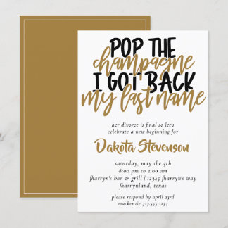 Invitation Divorce | Black and Gold Pop the Champagne