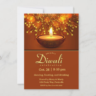 Invitation Diwali Diyas et feux d'artifice
