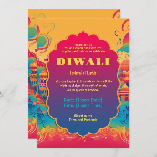 Invitation Diwali Harmon (Devant / Derrière)