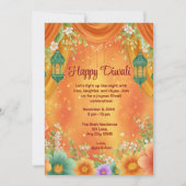 Invitation Diwali Jaune Orange Ornat Diwali Célébration (Devant)