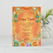 Invitation Diwali Jaune Orange Ornat Diwali Célébration (Debout devant)