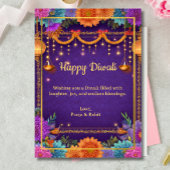 Invitation Diwali Purple Gold Diwali Lampes Illustration de l