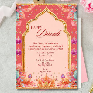 Invitation Diwali rose Art traditionnel Diwali Célébration de