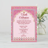 Invitation Diwali rose traditionnel Ornate Diwali Célébration (Debout devant)
