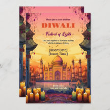 Invitation Diwali Temple Glow