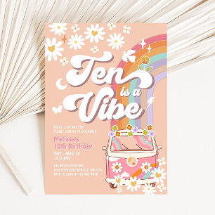 Invitation Dix est une ambiance groovy daisy rainbow 10e anni