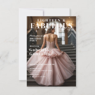 Invitation Dix-huit ans et Fabuleux Rose Pâle 18e Anniversair