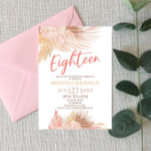 Invitation Dix-huit Boho rose florale 18e fête d'anniversaire