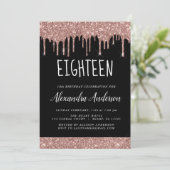 Invitation Dix-huitième - 18e Rose Parties scintillant d'or A (Debout devant)