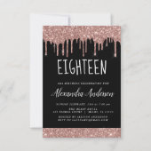 Invitation Dix-huitième - 18e Rose Parties scintillant d'or A (Devant)