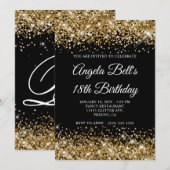 Invitation Dix-huitième Anniversaire Fancy Monogramme Paillet (Devant / Derrière)