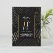 Invitation Dix-huitième anniversaire moderne en noir, blanc e (Debout devant)