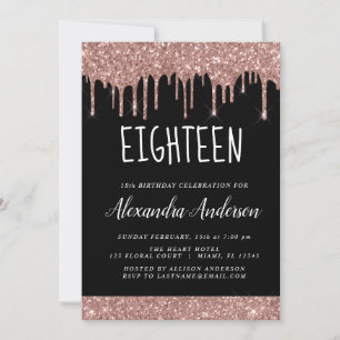 Invitation Dix-huitième - dix-huitième Rose Parties scintilla