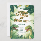 Invitation Dix-o-saurus Rex Boy Dino fête d'anniversaire (Devant)