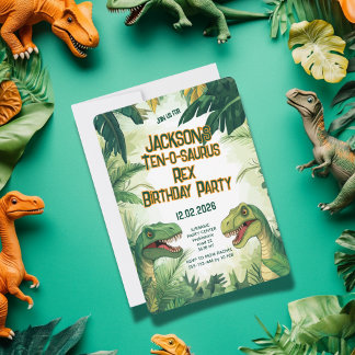 Invitation Dix-o-saurus Rex Boy Dino fête d'anniversaire
