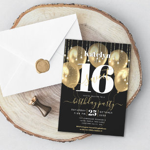 Invitation Dix-sept ans, Anniversaire, Fille, Glamour, Ballon