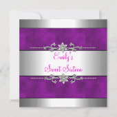 Invitation Dix-sept ans Anniversaire Violet Argent (Devant)