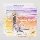 Invitation *~* DIY Plage Tropicale AR29 Générique RSVP TOUT É (Devant / Derrière)