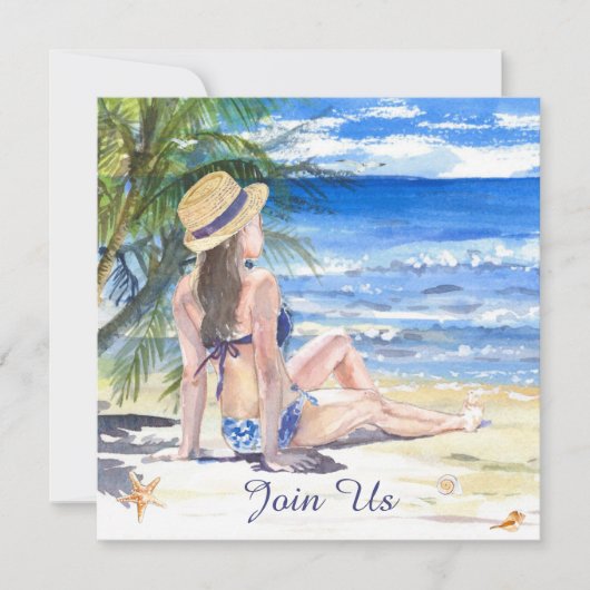 Invitation *~* DIY  Plage tropicale AR29 POUR TOUT ÉVÉNEMENT  (Devant)