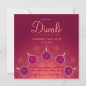 Invitation Diyas violet sur Rangoli (Devant)