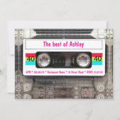 Invitation DJ 80s amusant Bande de cassette 40e anniversaire (Devant)