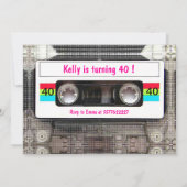 Invitation DJ 80s amusant Cassette Tape 40e Anniversaire pers (Dos)