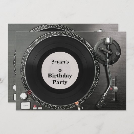 Invitation DJ d'anniversaire (Devant / Derrière)