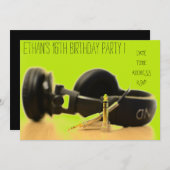 Invitation DJ funky cool adolescent garçon anniversaire fête (Devant / Derrière)