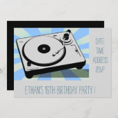 Invitation DJ funky cool rétro adolescent garçon anniversaire (Devant / Derrière)