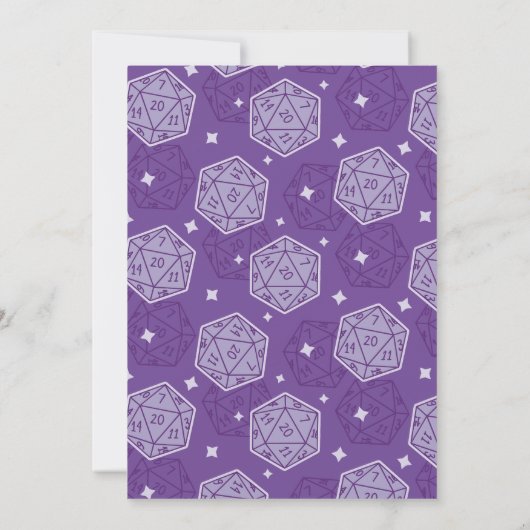 Invitation DnD Anniversaire Fête DnD D20 Dice (Dos)