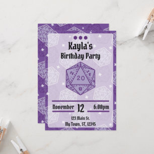 Invitation DnD Anniversaire Fête DnD D20 Dice