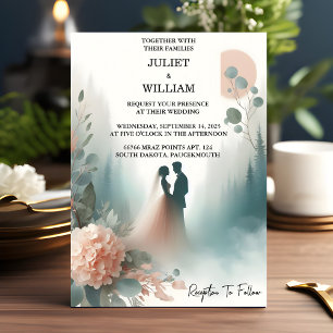 Invitation Do Eucalyptus Dentelle Tulle Pastel Dusty Mariage