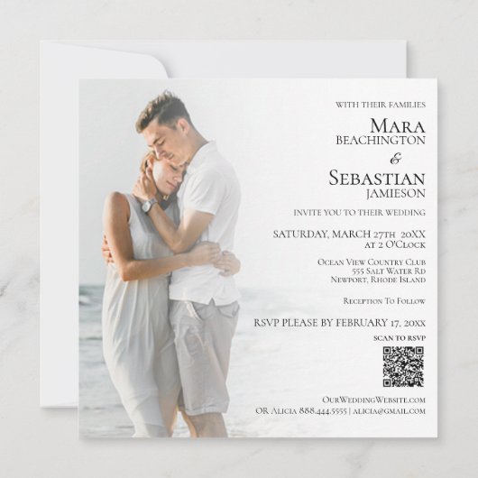 Invitation *~* do-it-yourself AR6 Deux PHOTO RSVP QR Mariage (Dos)