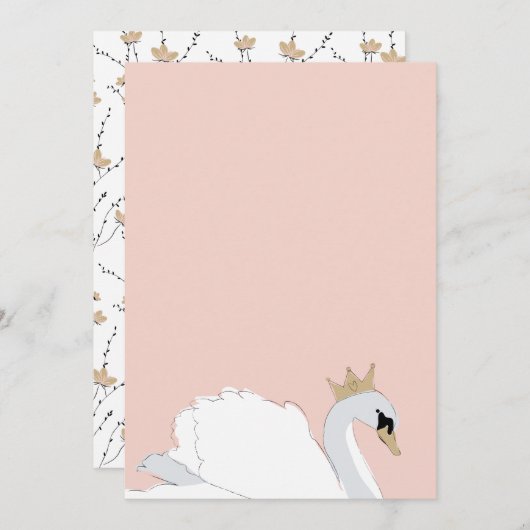 Invitation do-it-yourself Blank Swan Princess (Devant / Derrière)