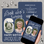 Invitation do-it-yourself couleurs ・ Regardez qui est 60 Anni<br><div class="desc">Regardez qui a 60 ans ! Famille Invitation et amis à une élégante célébration du 60e anniversaire pour lui ou elle avec 2 invitations personnalisées de fête photo. Les images et le libellé de ce modèle sont simples à personnaliser. Les couleurs bleu marine et blanc pour les contours arrière -...</div>
