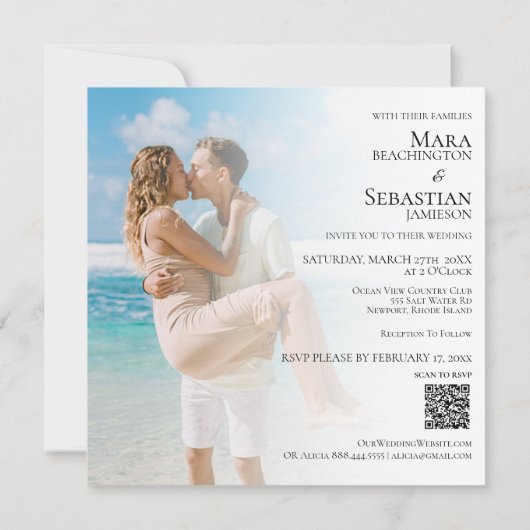 Invitation *~ do-it-yourself deux PHOTO RSVP QR AR6 Mariage (Dos)