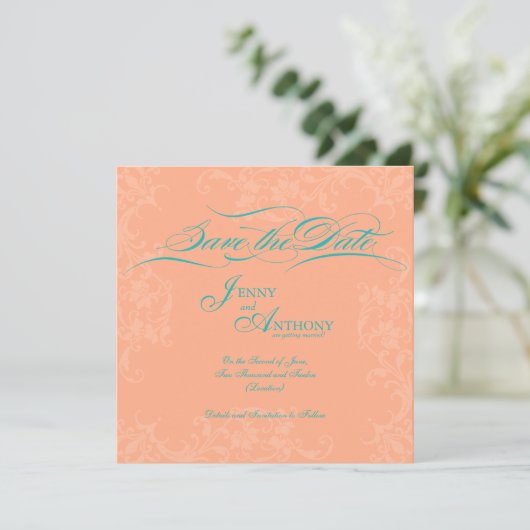 Invitation do-it-yourself Élégant script Enregistrer la date  (Debout devant)