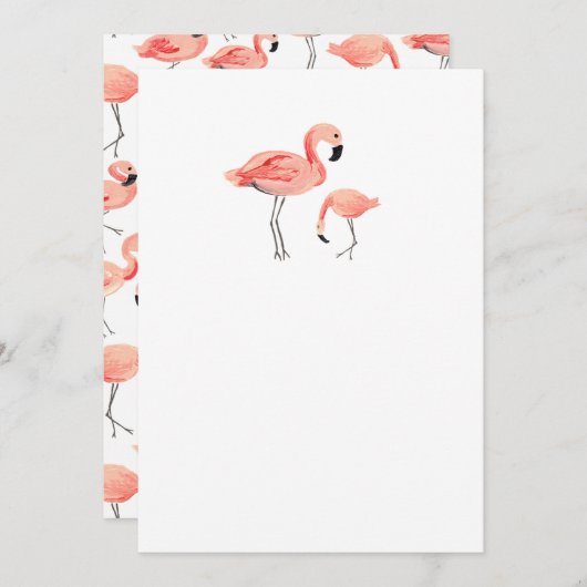 Invitation do-it-yourself Flamant rose vide (Devant / Derrière)