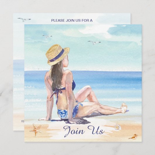 Invitation *~* do-it-yourself Plage tropicale AR29 Générique (Devant / Derrière)