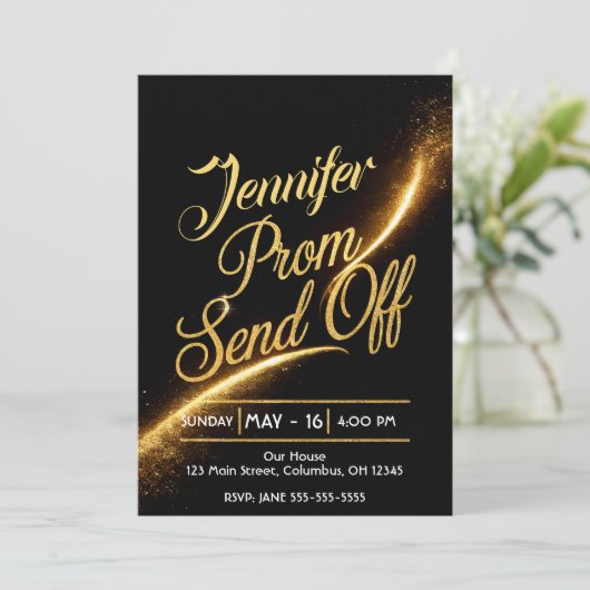 Invitation do-it-yourself PROM ENVOI SOMMÉ Poussière dorée br (Debout devant)