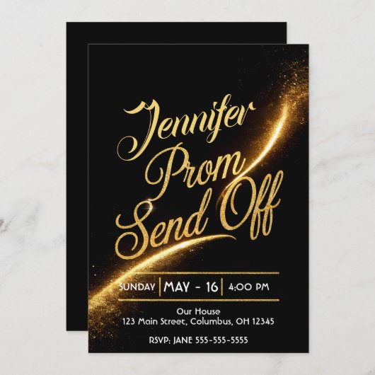 Invitation do-it-yourself PROM ENVOI SOMMÉ Poussière dorée br (Devant / Derrière)
