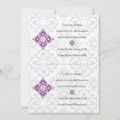 Invitation do-it-yourself Réception Noir Damas Plum Hearts (Devant)